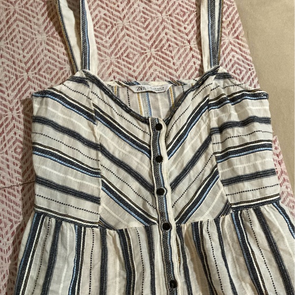 👗 Zara Sleeveless 100% Cotton Maxi Dress Multicolor Size: Medium - Picture 8 of 16